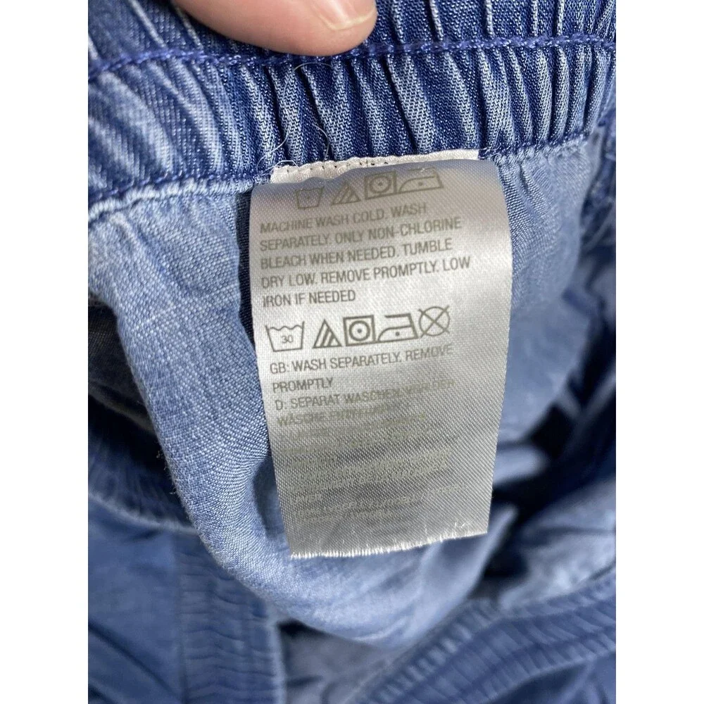 LOGO Lori Goldstein Capris Womens 3X Blue Chambray Lightweight Drawstring Casual - Picture 8 of 8